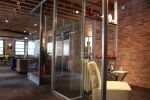 Modern glass walls with integrated shelves #0553
