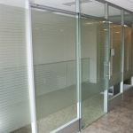 Office with privacy window film and sliding glass door #0665