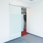 NxtWall sliding frameless glass door with soft open/close door mechanism #1033