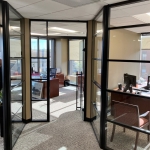 Black frame glass offices multi segmented walls - Flex Series #1641