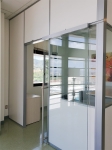 Demountable wall office with locking sliding glass door #1582