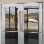 Double Swing Aluminum Framed Glass Door with Right-Angle Tubular Pulls #0212