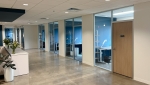 Flex Series Demountable Wall Offices with Solid Core Swing Doors #1654