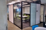 Flex Series freestanding solid office walls integrated with View glass sidelights #0949