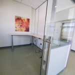 Floor to Ceiling Demountable Walls - Sliding Glass Door with Locking Ladder Pulls #1584