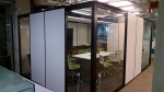 Freestanding Flex Series solid walls / View Series glass sidelights integrated office with black extrusions #0952