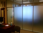 Frosted glass private offices with clear glass clerestory - Flex Series #1067