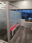 Glass freestanding walls Flex Series with Honeycomb window film - Flex Series #1157