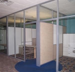 Glass offices with whiteboards solid panel demising walls #1159