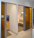 Flex modern office glass fronts with custom color film #0599