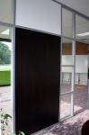 Flex series corner office with veneer solid wood panel and glass #0195