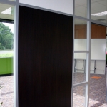 Flex series corner office with veneer solid wood panel and glass #0195