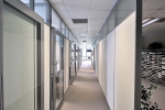 Flex Series private offices with sliding glass aluminum framed doors #0586