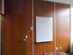 Solid wood panel walls with mounted whiteboard #0345