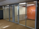 Glass office wall system with integrated whiteboard sidewall #0623