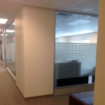 Glass office wall with square pattern frosted film #0386
