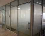 Glass offices with space saving frameless glass sliding doors #0659