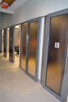 Metal framed sliding glass door healthcare installation #0608