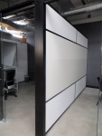 Freestanding offices with black extrusions and whiteboard demising wall #0353