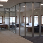 Segmented glass curved office walls #0574
