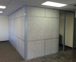 Solid vinyl-wrapped gypsum wall panel office with glass sidelight #0578