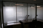 Striped glass film for privacy on Flex series walls #0666