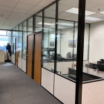 Black frame glass and solid panel offices with flush mount wood doors #1631
