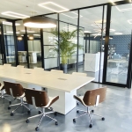 Full height sliding black aluminum framed door conference room - Flex Series #1616