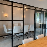 Glass demountable wall conference room black frame finish segmented #1633