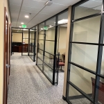 Glass demountable wall offices multi segmented with black frame finish #1638