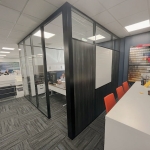 Glass office with black frame finish integrated whiteboard-sidewall #1643