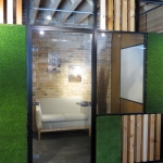 Movable wall swing glass door with green grass panels #0236