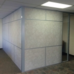 Solid vinyl-wrapped gypsum wall panel office with glass sidelight #0578