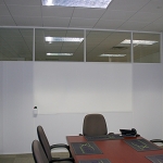 Conference room with white extrusions and integrated whiteboard #0357
