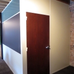 Flex series office with white trim and solid mahogany door #0276