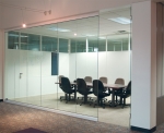 View Series glass conference room with milk white framing finish #1048