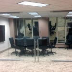 Glass conference room with double swing glass hinged doors #0580
