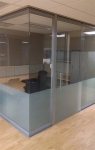 Glass office with frameless glass sliding door #0638