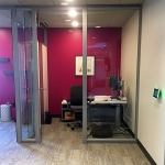 Glass office with custom wingback sidewall #0931