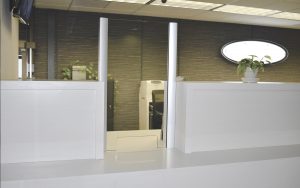 NxtWall Protective Glass Screen with Transaction Glass Cutout