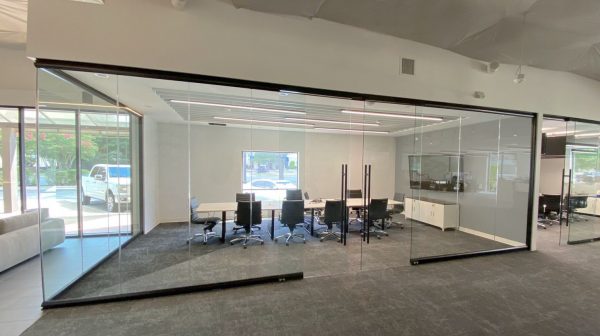 View Series Glass Conference Room with Black Wall Frame Finish View Series Glass Conference Room with Black Wall Frame Finish