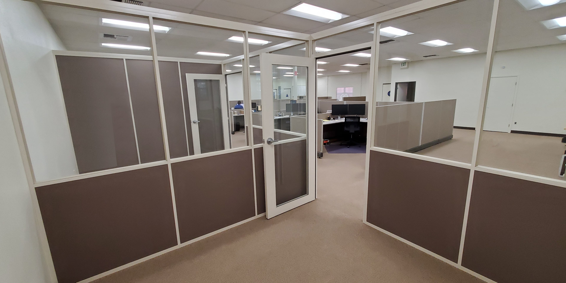 NxtWall Freestanding Flex Series Demountable Fabric/Glass Wall Offices