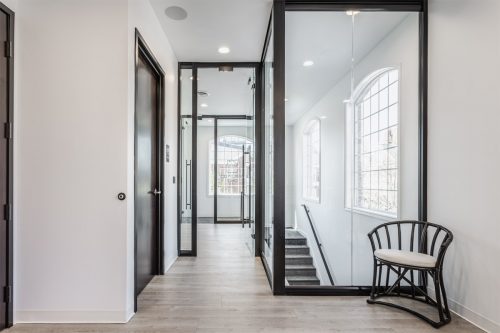 Glass Walls Entryway with Black Aluminum Framing - View Series