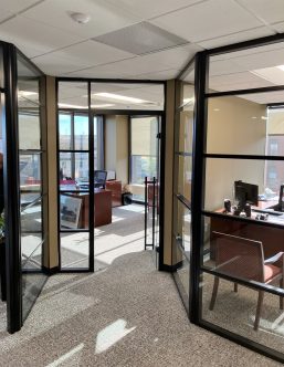 Black frame glass offices multi segmented walls - Flex Series #1641 Black frame glass offices multi segmented walls - Flex Series #1641