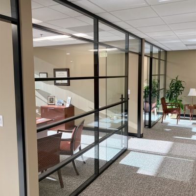 Glass office fronts with black frame transoms #1639 Glass office fronts with black frame transoms #1639