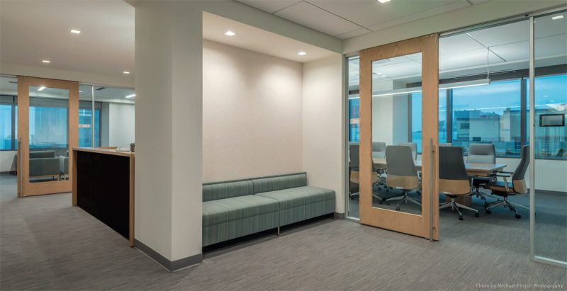 Flex Series Demountable Conference Room Walls with Wood Framed Glass Doors Flex Series Demountable Walls Wood Frame Glass Insert Doors