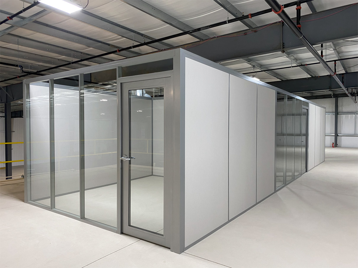 NxtWall Flex Series Freestanding Inplant Modular Glass and Solid Wall Panel Offices NxtWall Flex Series Freestanding Inplant Modular Glass and Solid Wall Panel Offices