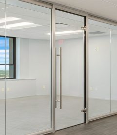 Anodized Frame Glass Walls with Ladder Pull Door Hardware Anodized Frame Glass Walls with Ladder Pull Door Hardware